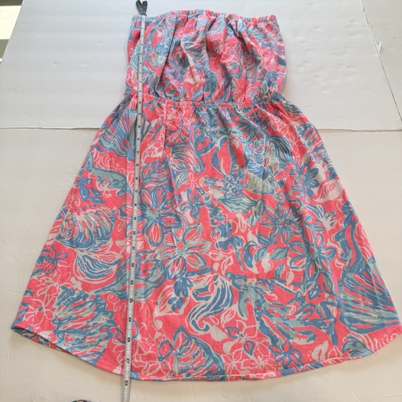 Lilly Pulitzer Windsor Summer Siren‎ Pink Sun Ray Seashell Strapless Dress SMALL - Picture 6 of 8
